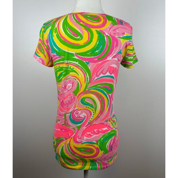 Lilly Pulitzer Womens Michele Top All Nighter V-Neck T-Shirt‎ Sz XS Psychedelic - Picture 2 of 10